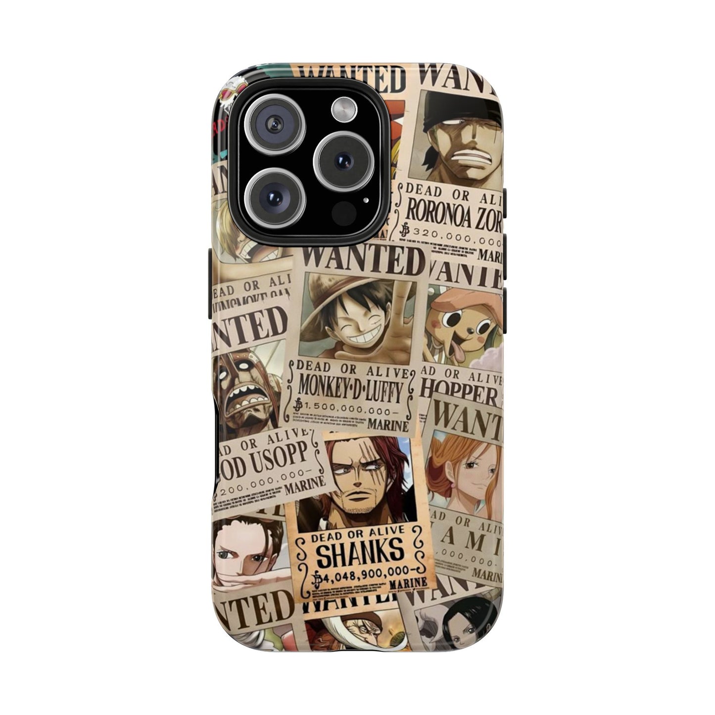 Anime-Inspired Tough Phone Case - Wanted Poster Design for One Piece Fans