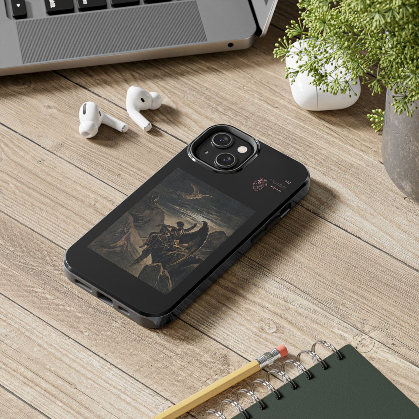 Artistic Tough Phone Case - Vintage Angel Design for Protection and Style