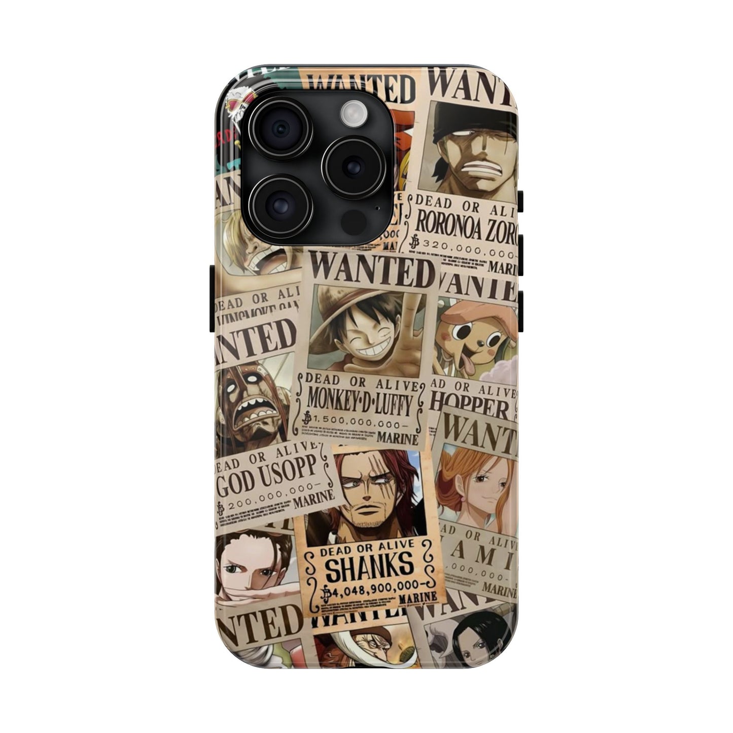 Anime-Inspired Tough Phone Case - Wanted Poster Design for One Piece Fans