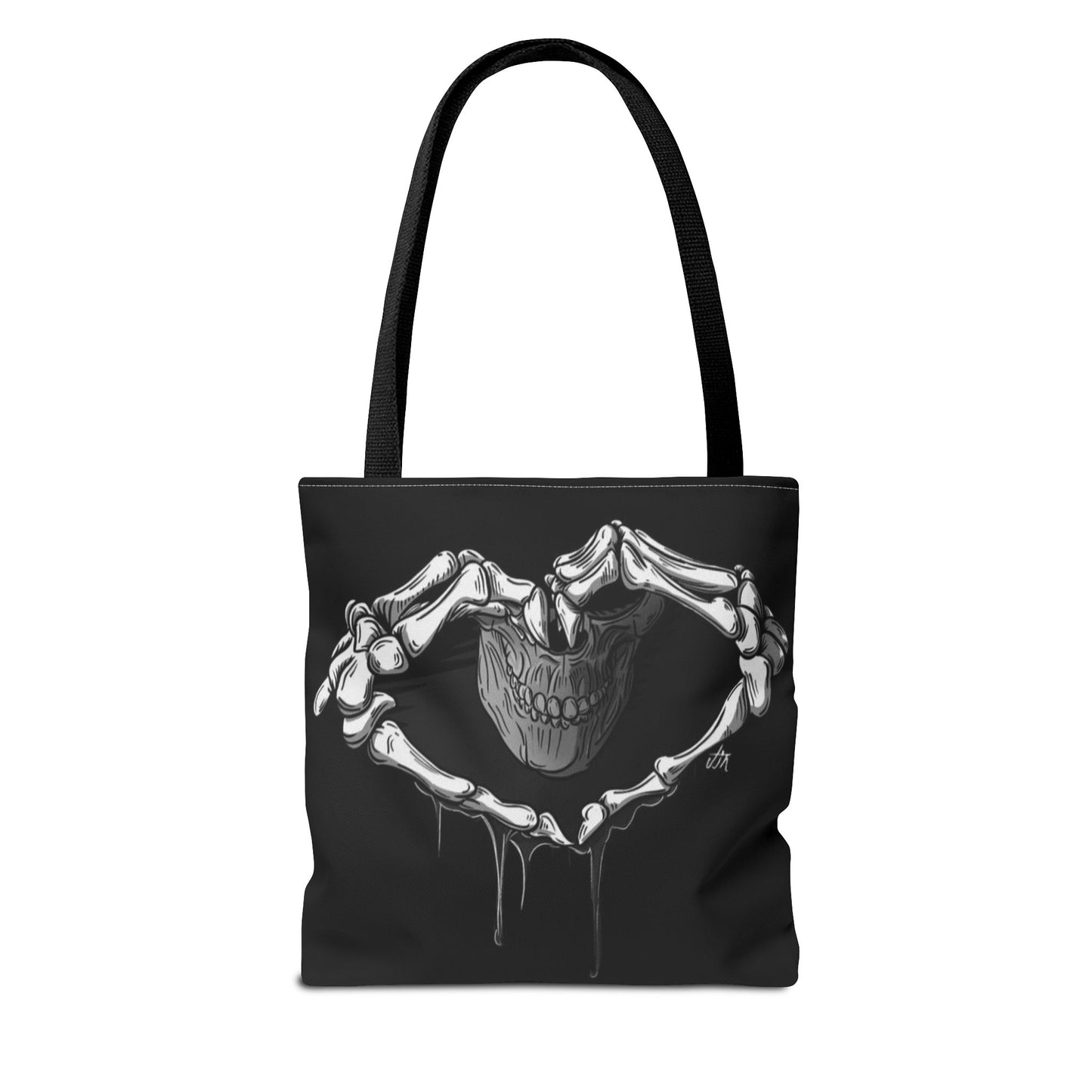 Gothic Heart Skeleton Tote Bag, Spooky Gift, Halloween Accessory, Eco-Friendly Shopping Bag, Skull Lover's Tote