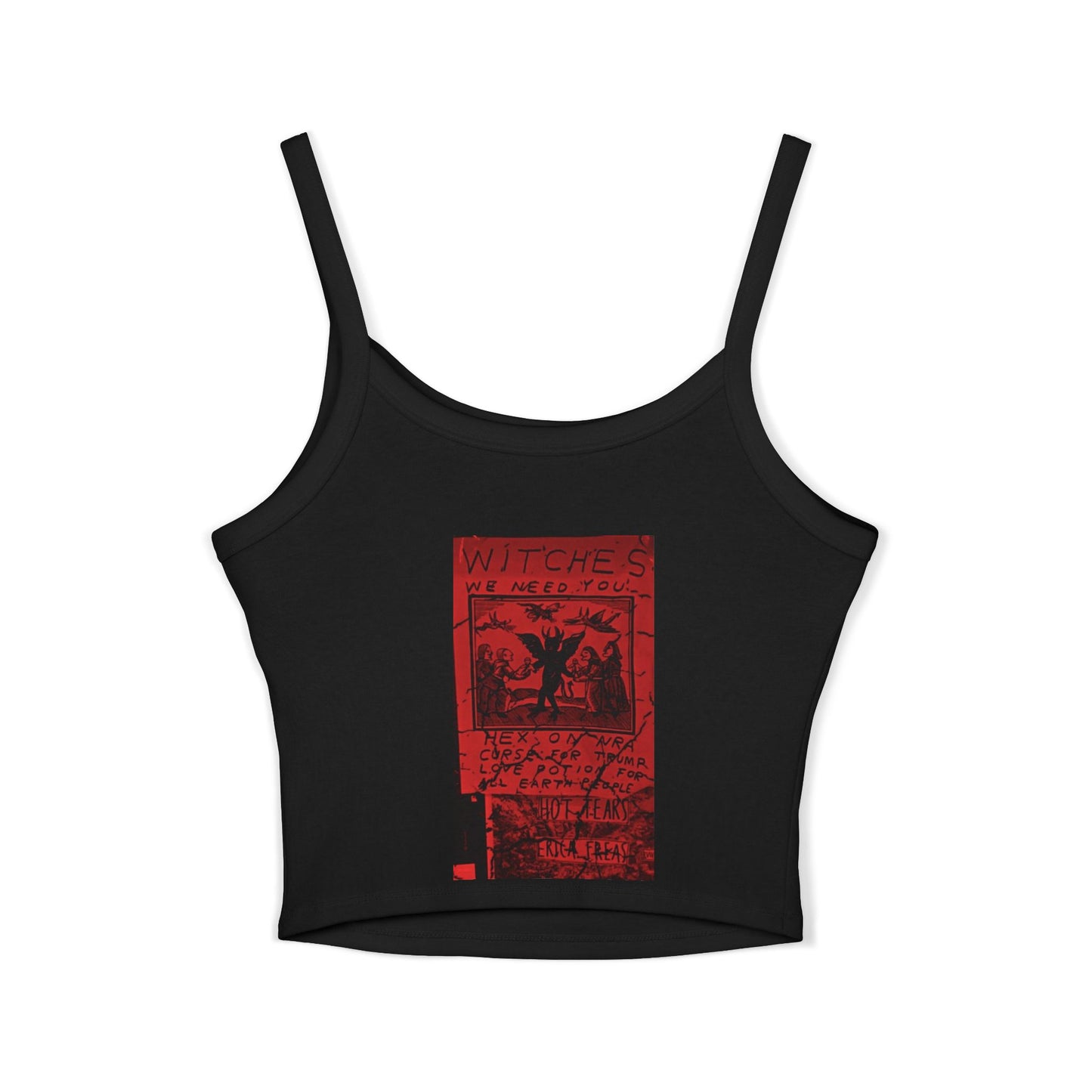 Spooky Vintage Women's Spaghetti Strap Tank Top, Halloween Top, Festival Wear, Summer Outfit, Edgy Fashion, Skull Design