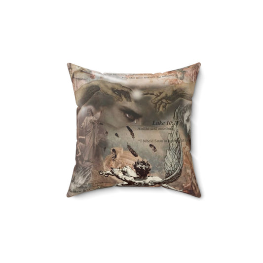Spun Polyester Decorative Pillow - Spiritual Art Design with Luke 10:18