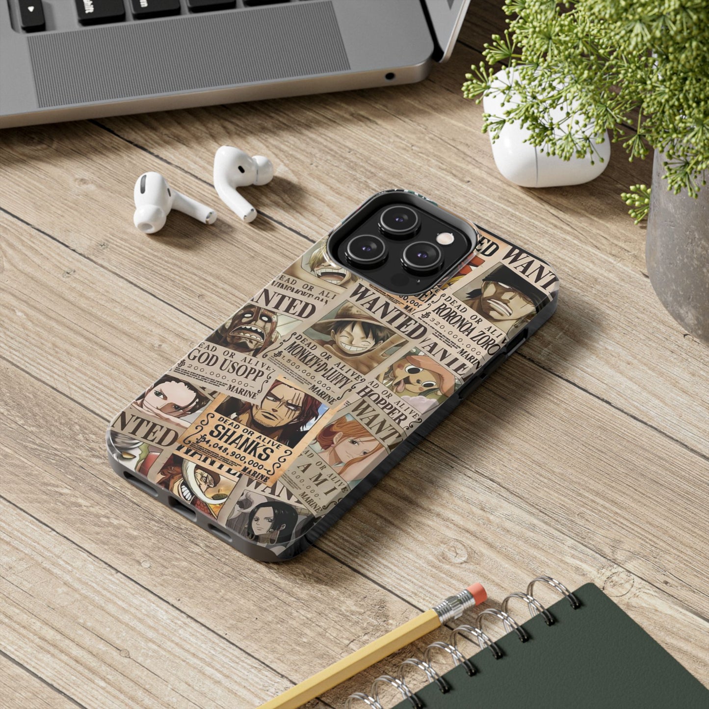 Anime-Inspired Tough Phone Case - Wanted Poster Design for One Piece Fans