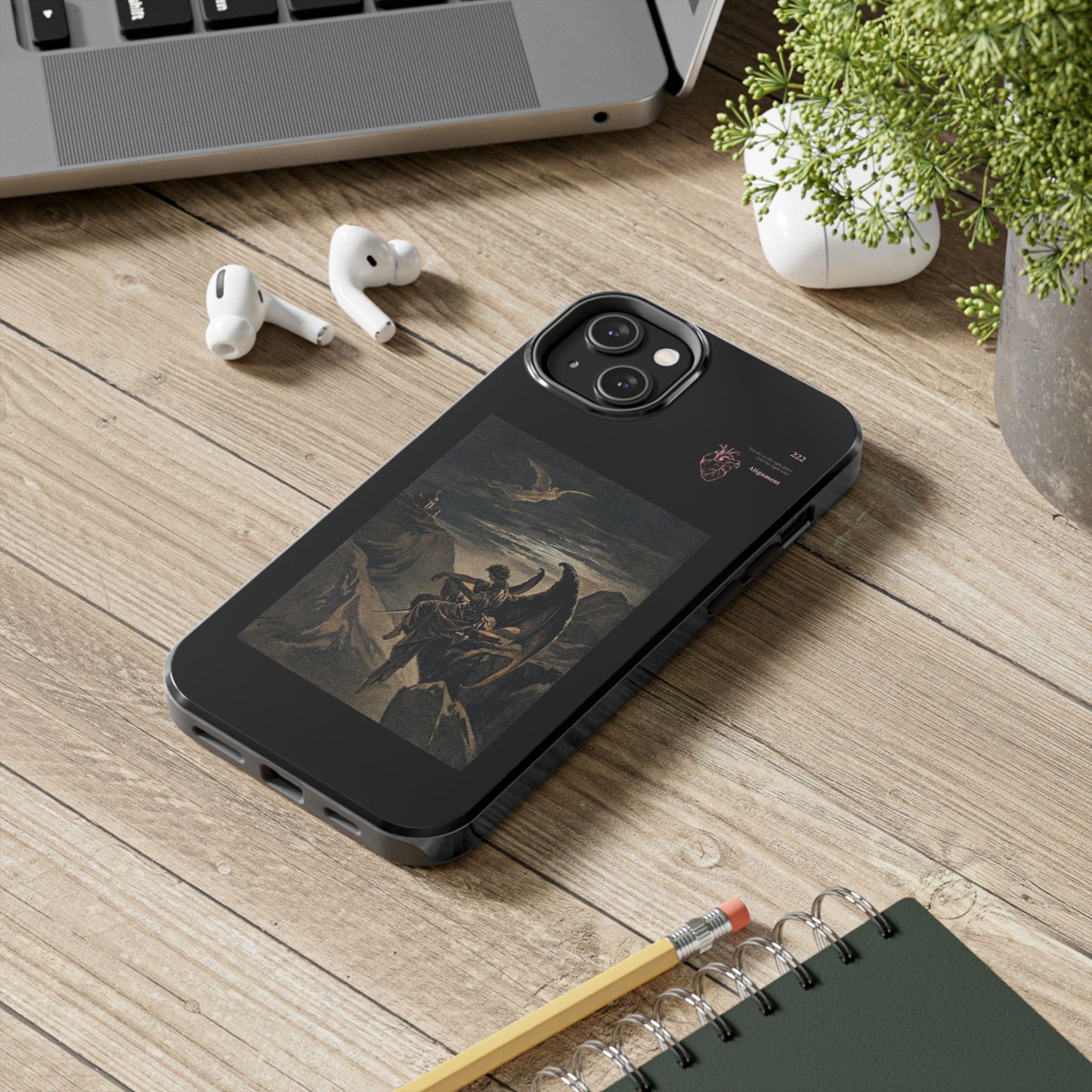 Artistic Tough Phone Case - Vintage Angel Design for Protection and Style